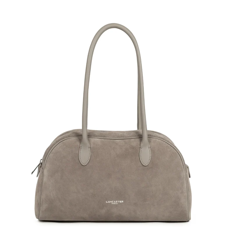 Lancaster Sac cabas épaule Zippé Suède Galet Fonce