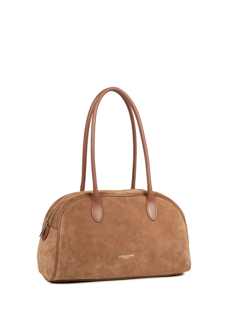 Lancaster Sac cabas épaule Zippé Suède Camel