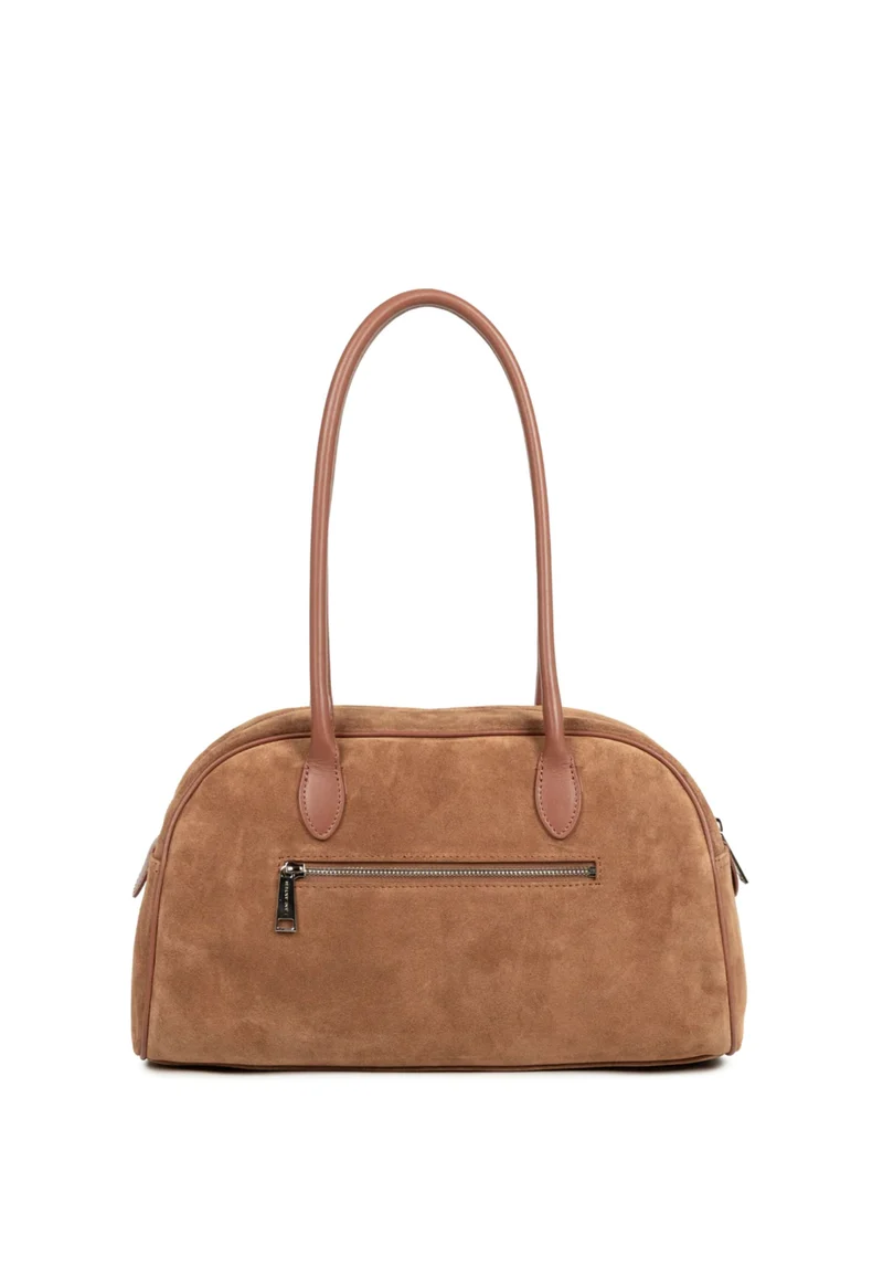 Lancaster Sac cabas épaule Zippé Suède Camel