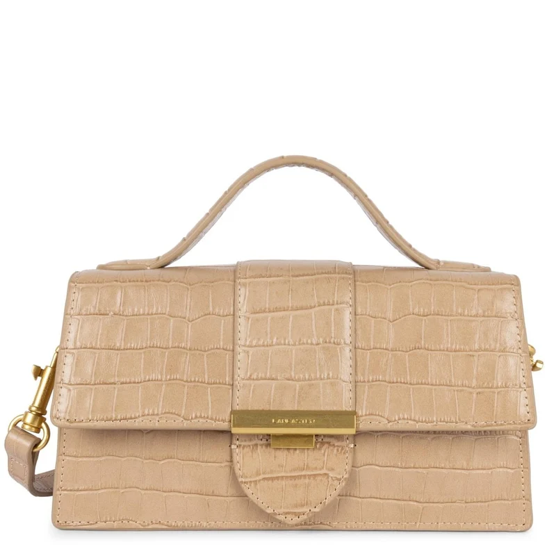 Lancaster Sac baguette A rabat avec fermoir M Croco Ily Naturel