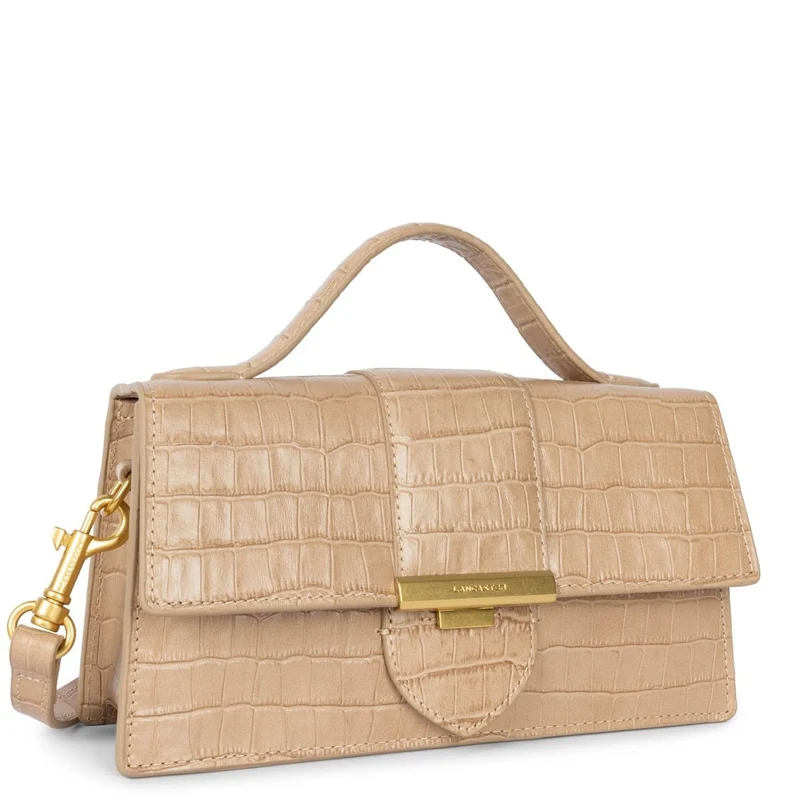 Lancaster Sac baguette A rabat avec fermoir M Croco Ily Naturel