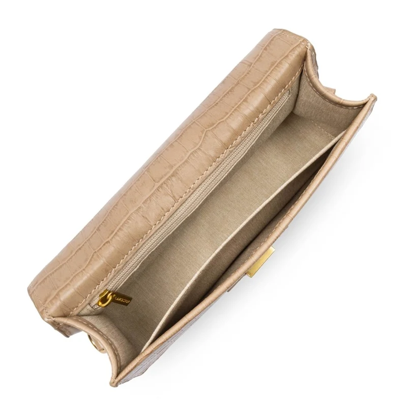 Lancaster Sac baguette A rabat avec fermoir M Croco Ily Naturel