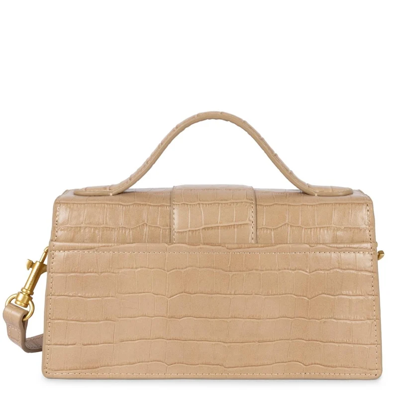 Lancaster Sac baguette A rabat avec fermoir M Croco Ily Naturel