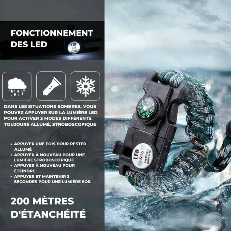 Bracelets Multifonctionnel de Survie 7 en 1 - Randonnée