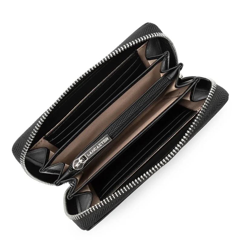 Lancaster Portefeuille à zippe cuir Paris PM Noir