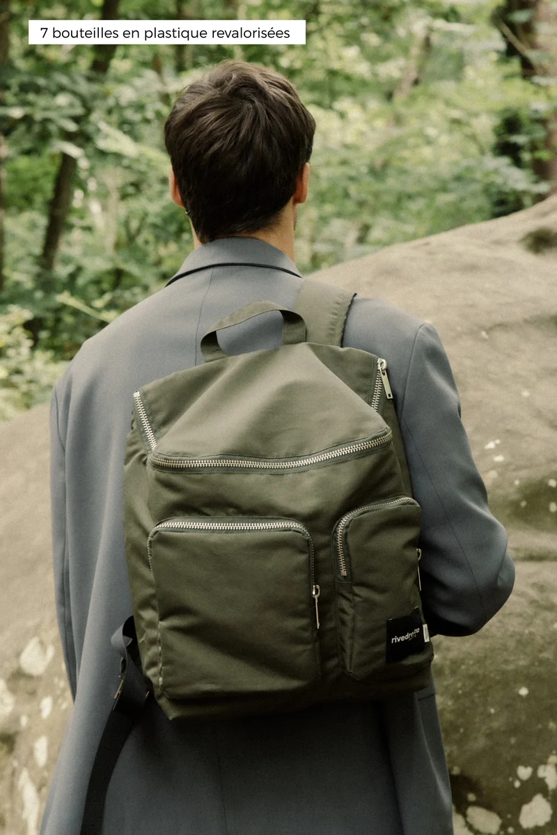 Abel le sac à dos - Polyester recyclé Vert Kaki