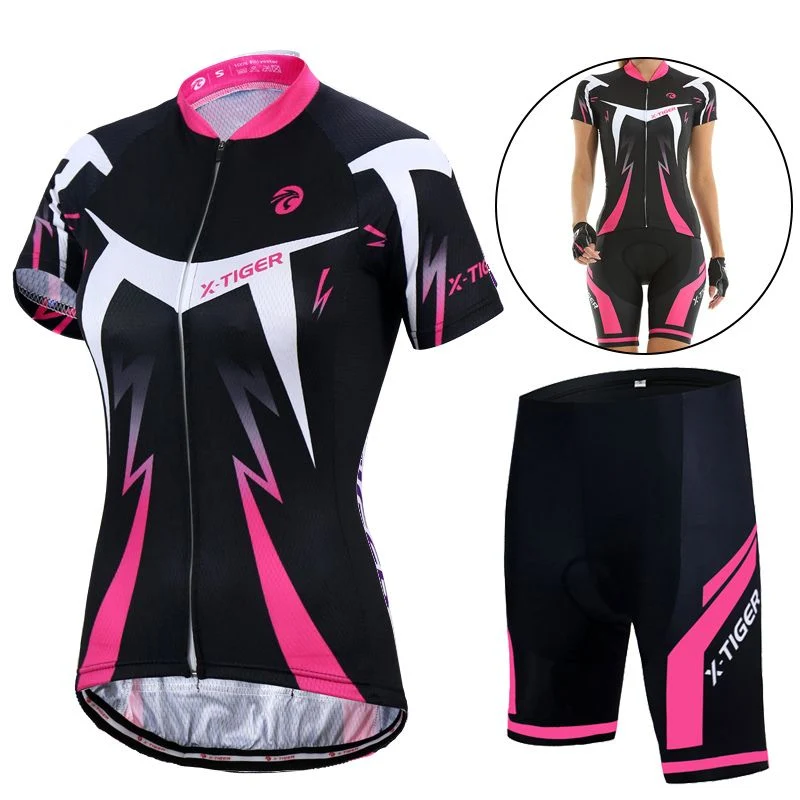 Tenues de cyclisme pour femmes⎮Combinaisons noir et rose