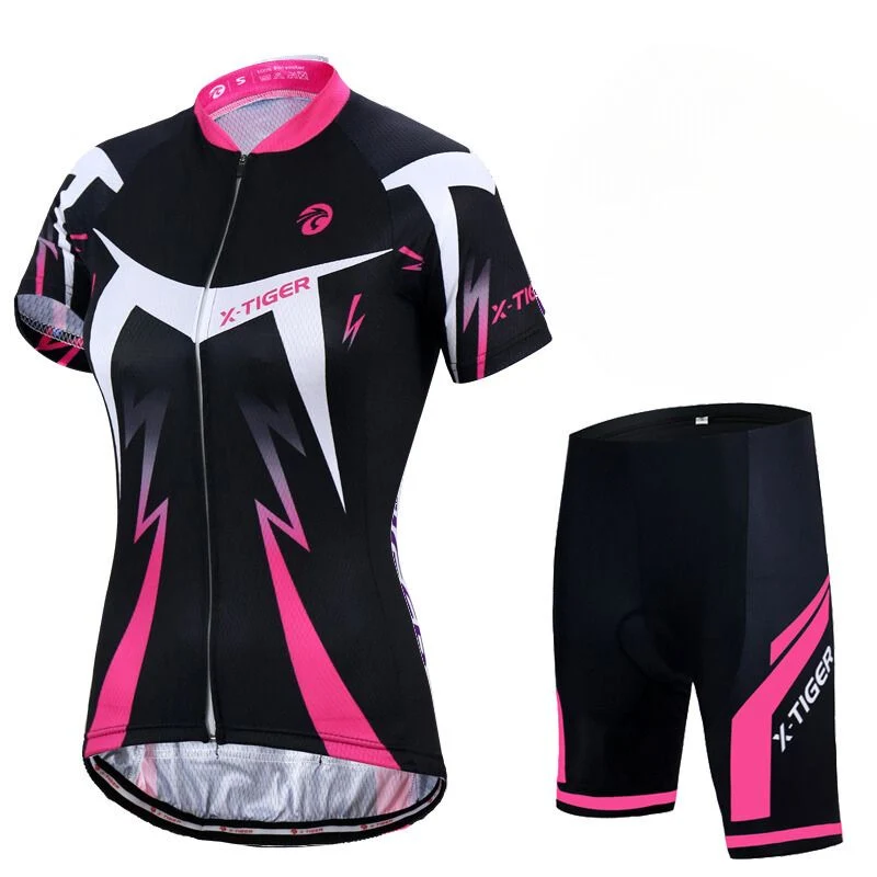 Tenues de cyclisme pour femmes⎮Combinaisons noir et rose