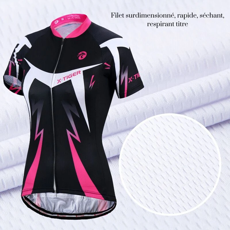 Tenues de cyclisme pour femmes⎮Combinaisons noir et rose