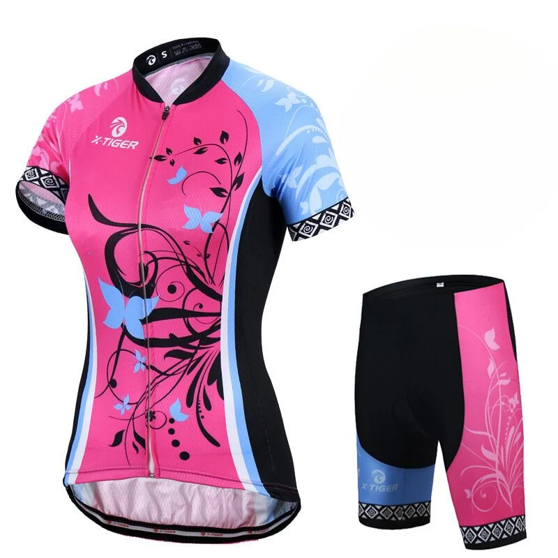 Tenues de cyclisme pour femmes⎮Combinaisons rose et bleu