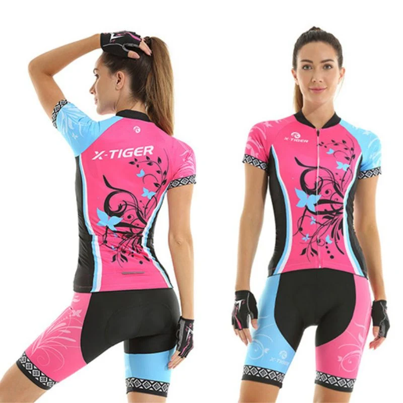 Tenues de cyclisme pour femmes⎮Combinaisons rose et bleu