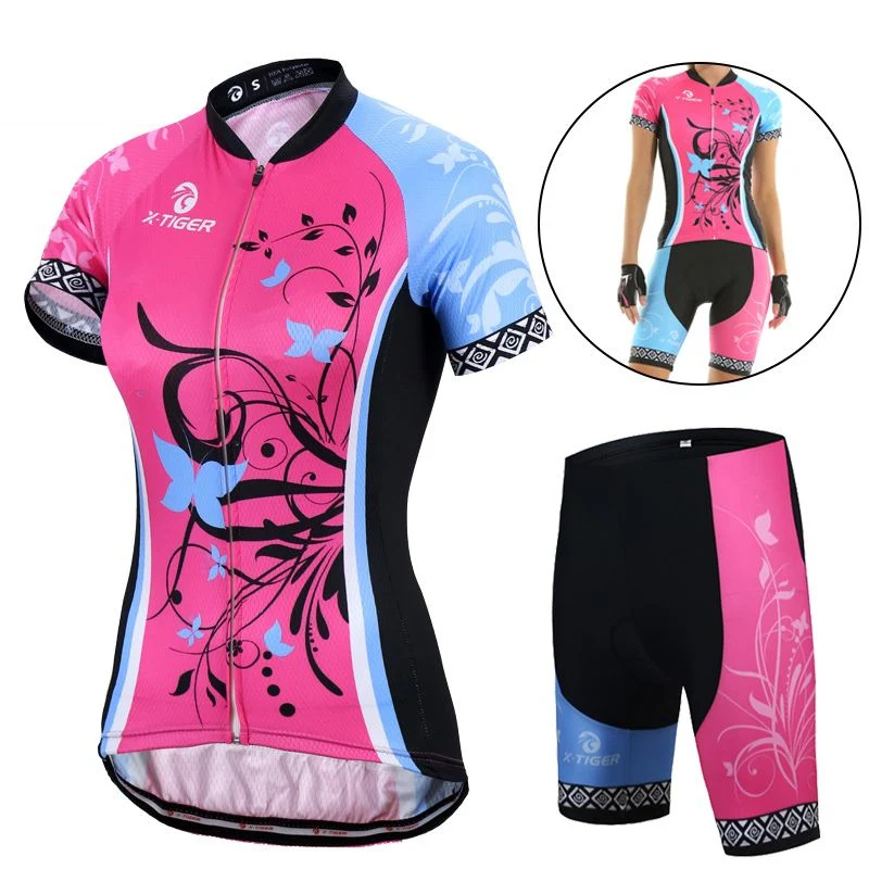 Tenues de cyclisme pour femmes⎮Combinaisons rose et bleu
