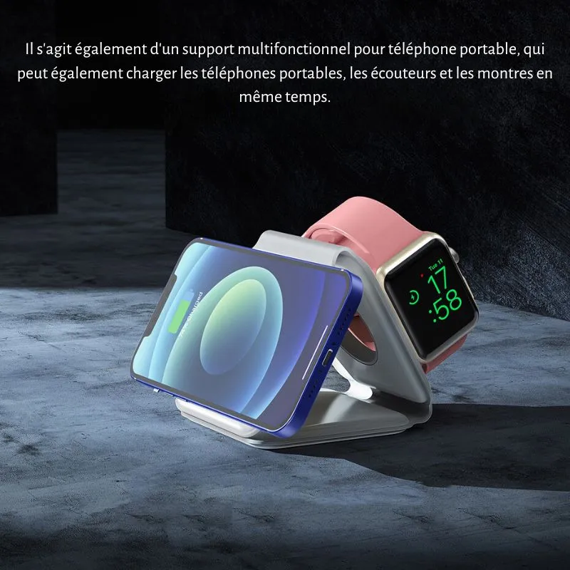 Chargeur sans fil 3 en 1 - voyage⎮Gadgets & Techno