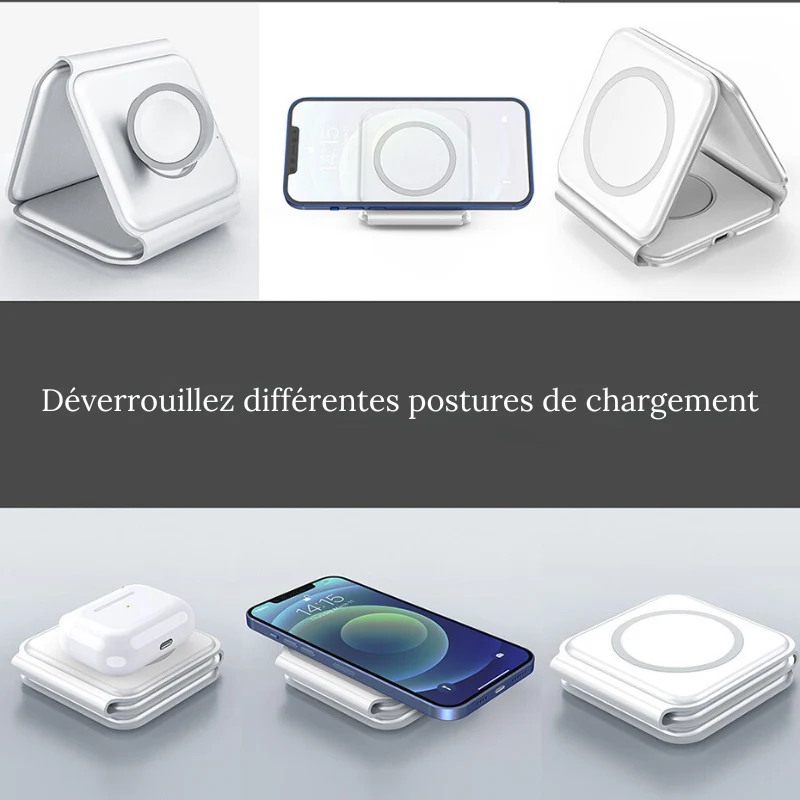 Chargeur sans fil 3 en 1 - voyage⎮Gadgets & Techno