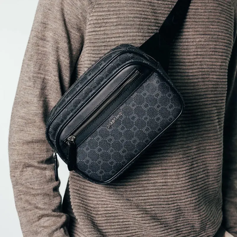 Chabrand Body-Bag Toile Enduite Cuir Noir