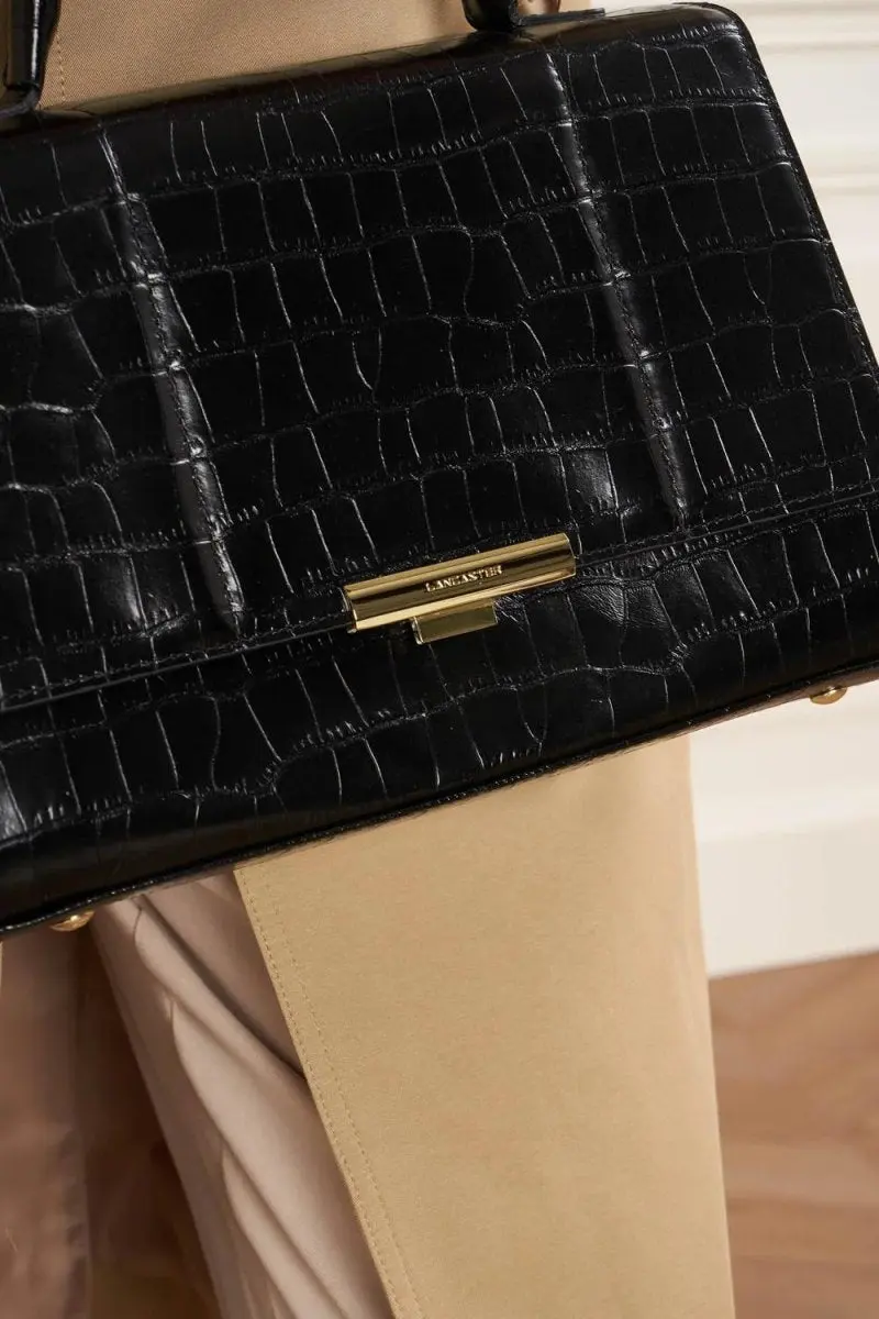 Lancaster Sac Exotic Trinity M Noir Croco