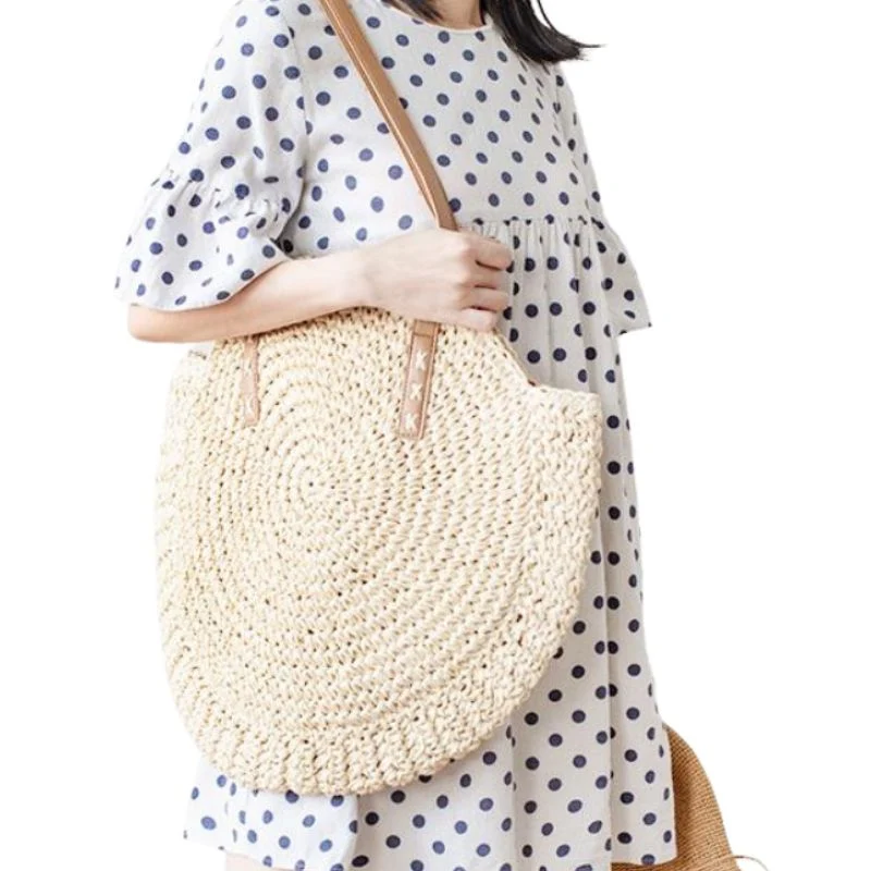 Sac de plage en raphia tissé à la main⎮Summer & Chic