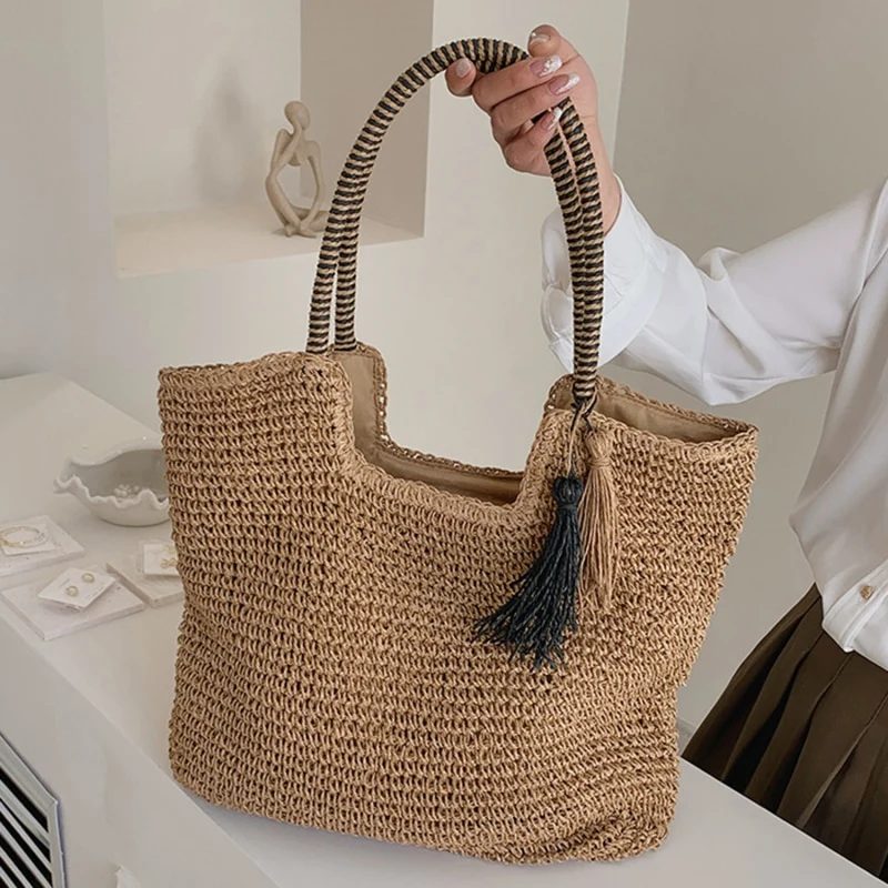 Sac de plage tissé en paille ⎮Summer & Chic