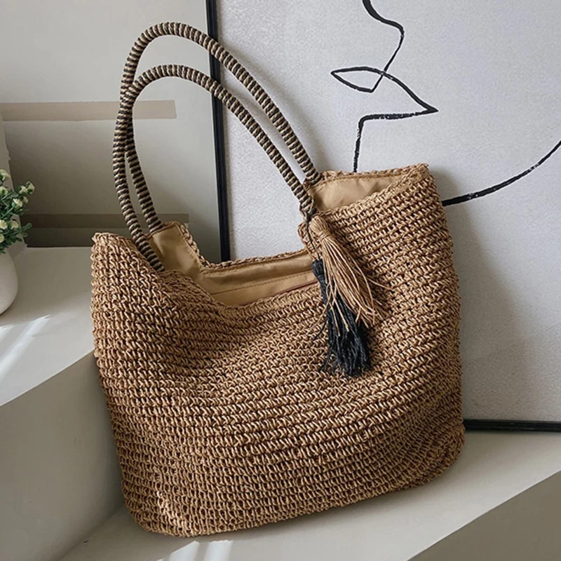 Sac de plage tissé en paille ⎮Summer & Chic