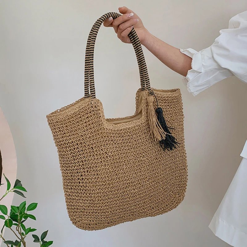 Sac de plage tissé en paille ⎮Summer & Chic