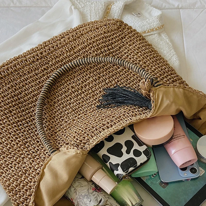 Sac de plage tissé en paille ⎮Summer & Chic