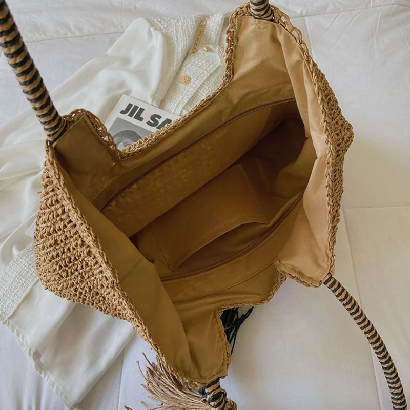 Sac de plage tissé en paille ⎮Summer & Chic
