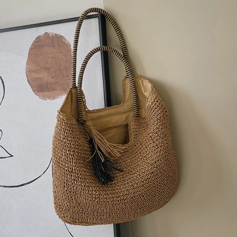 Sac de plage tissé en paille ⎮Summer & Chic