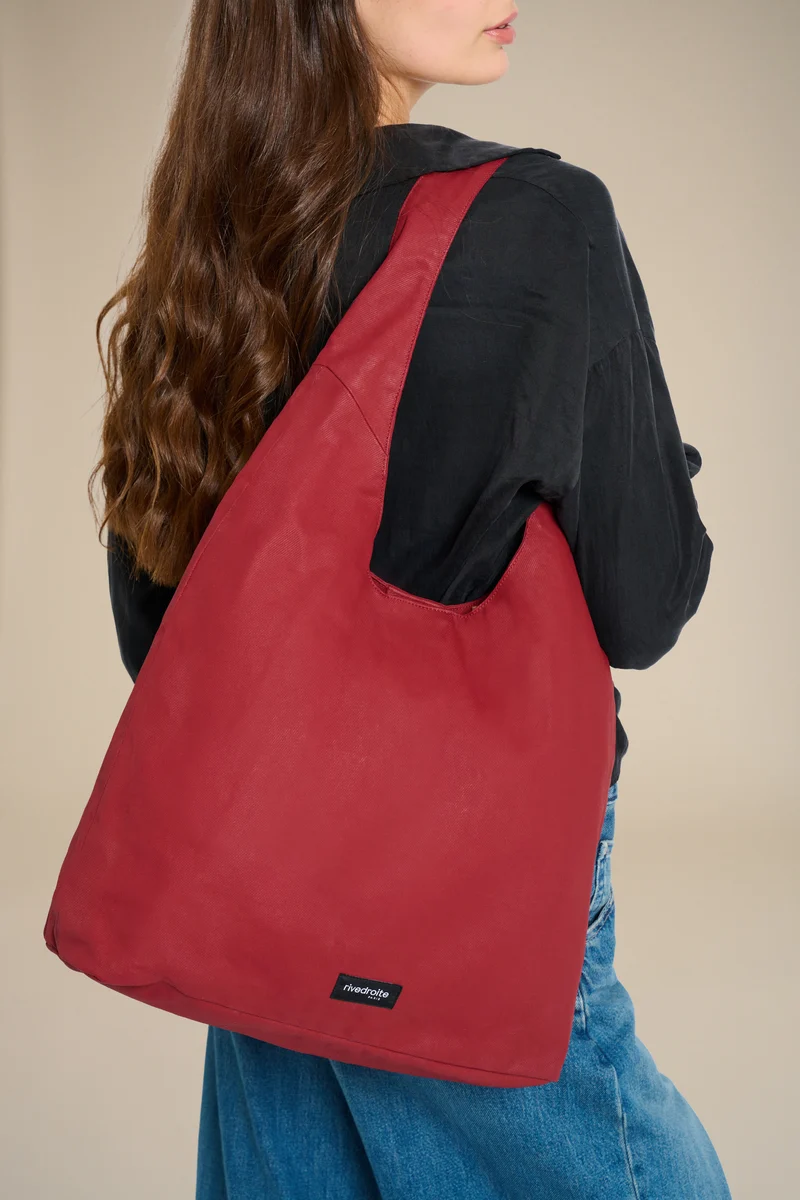 Richelieu le sac hobo - Coton organique enduit Rouge