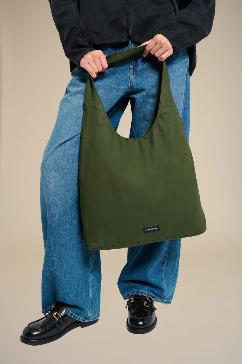 Richelieu le sac hobo - Coton organique enduit Vert
