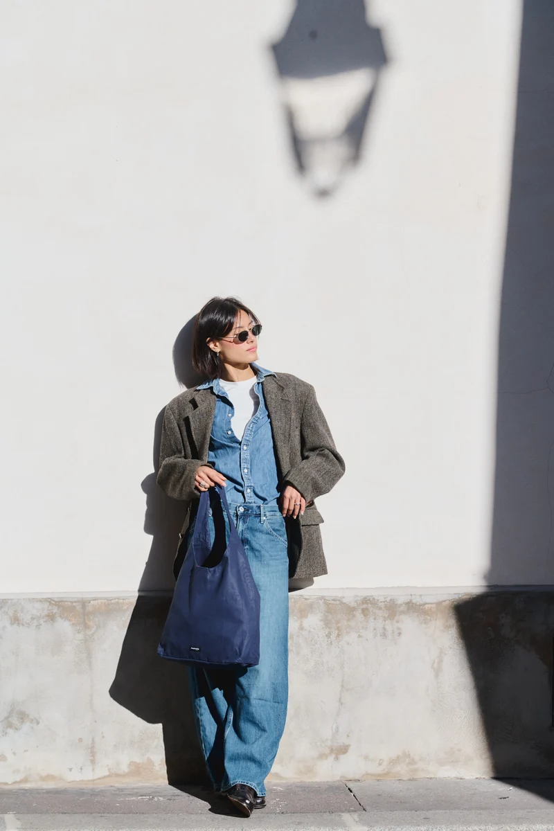 Richelieu le sac hobo - Coton organique enduit Bleu