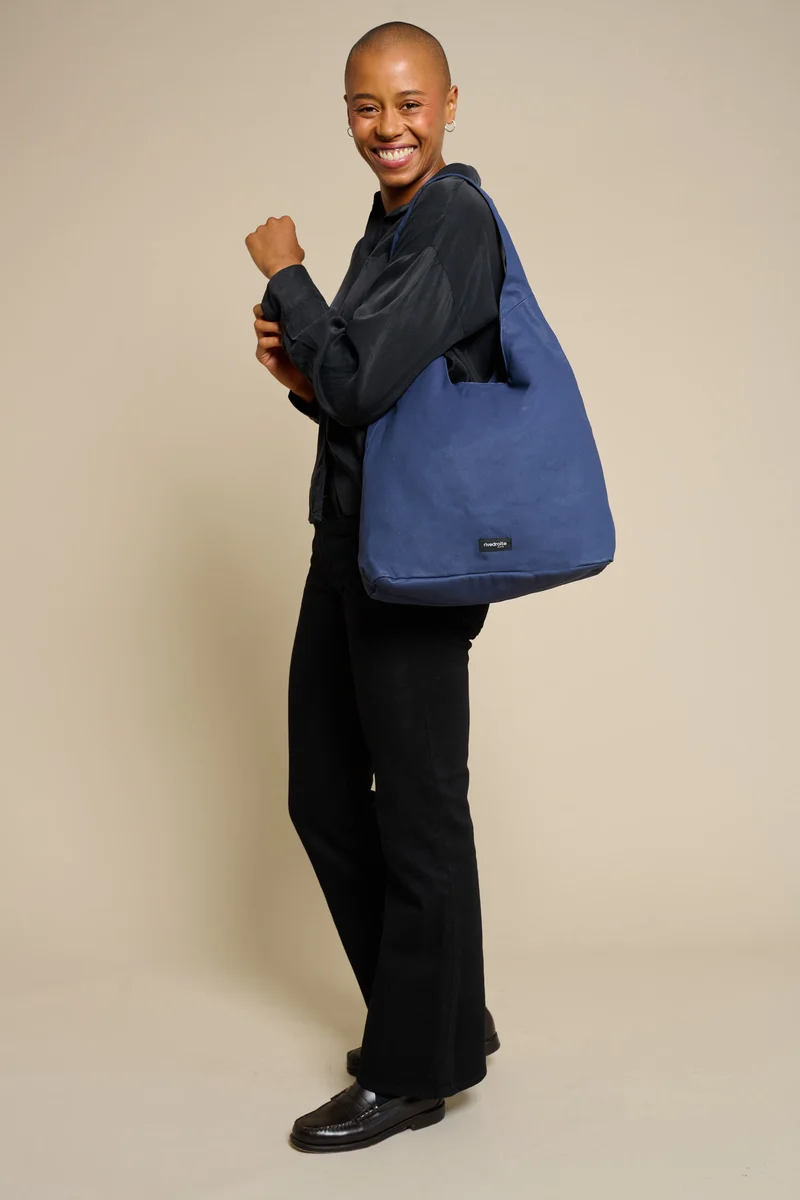 Richelieu le sac hobo - Coton organique enduit Bleu