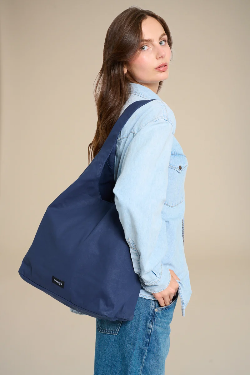 Richelieu le sac hobo - Coton organique enduit Bleu