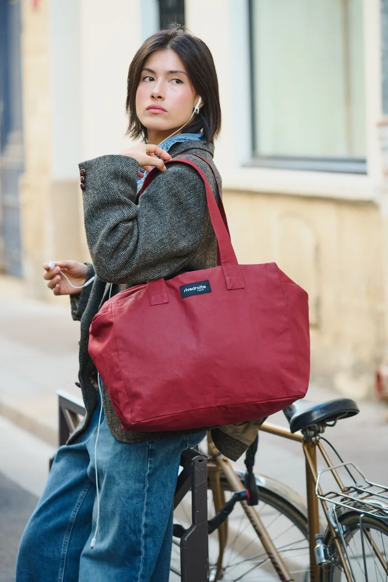 Célestins le sac 24 heures - Coton organique enduit Rouge