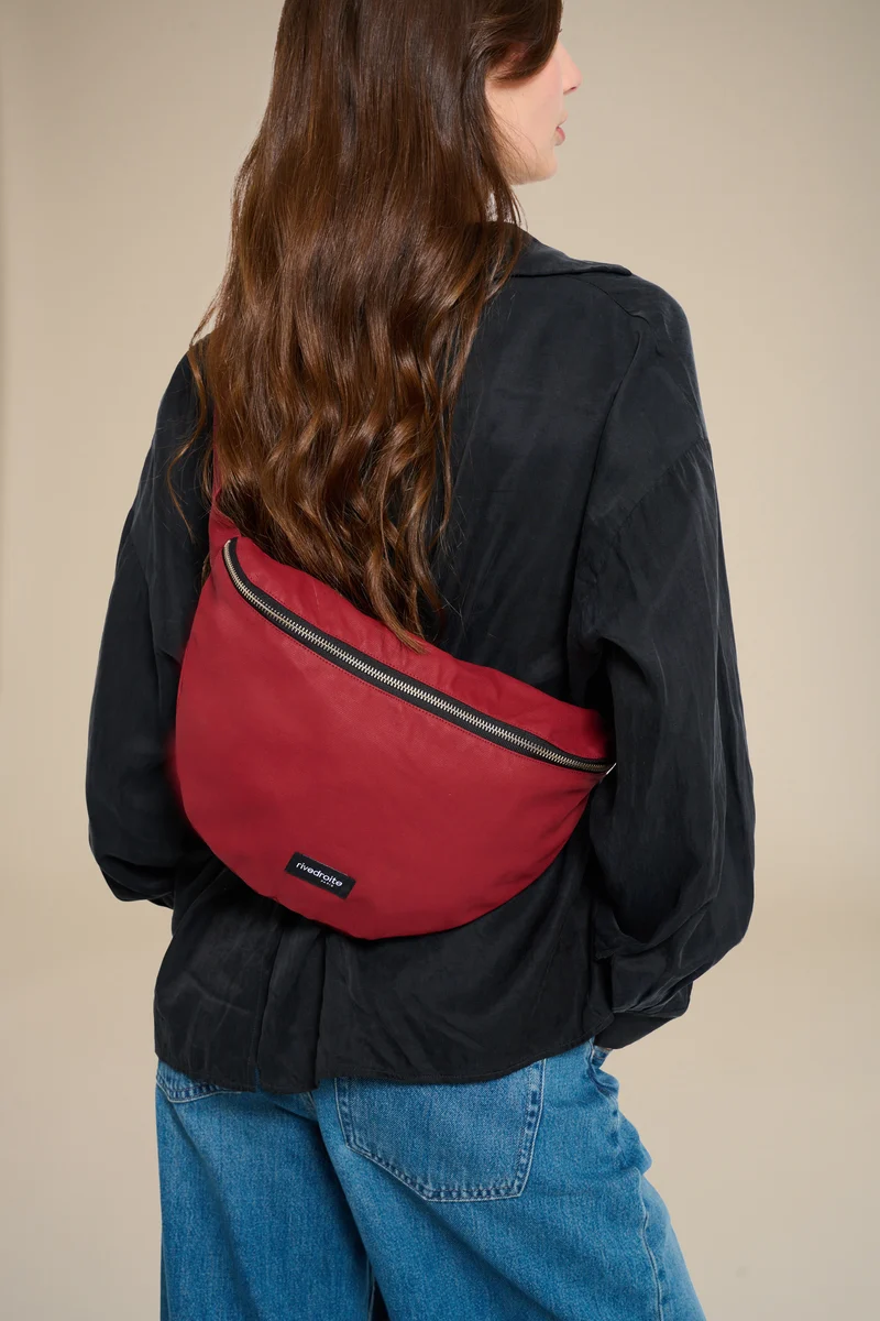 Custine XL le grand sac banane - Coton organique enduit Rouge