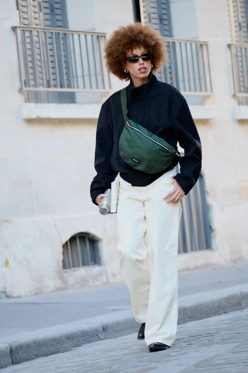 Custine XL le grand sac banane - Coton organique enduit Vert