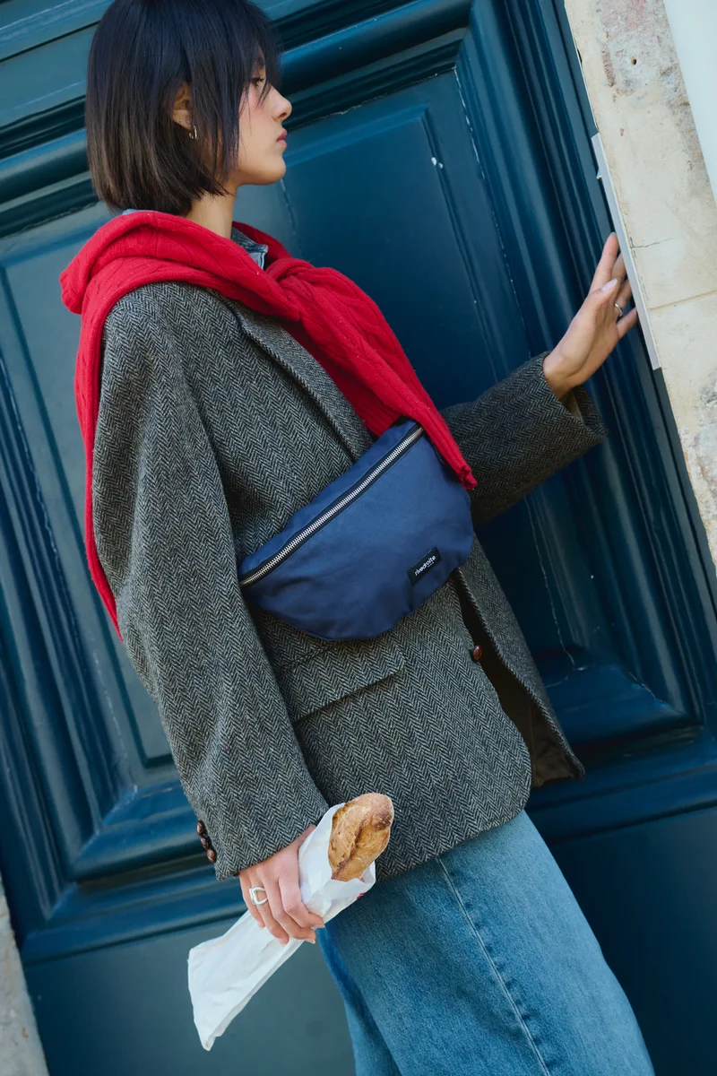 Custine le sac banane - Coton organique enduit Bleu