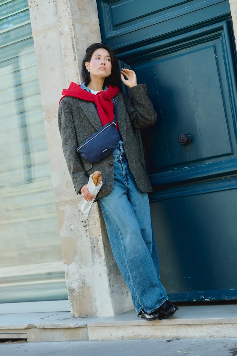 Custine le sac banane - Coton organique enduit Bleu