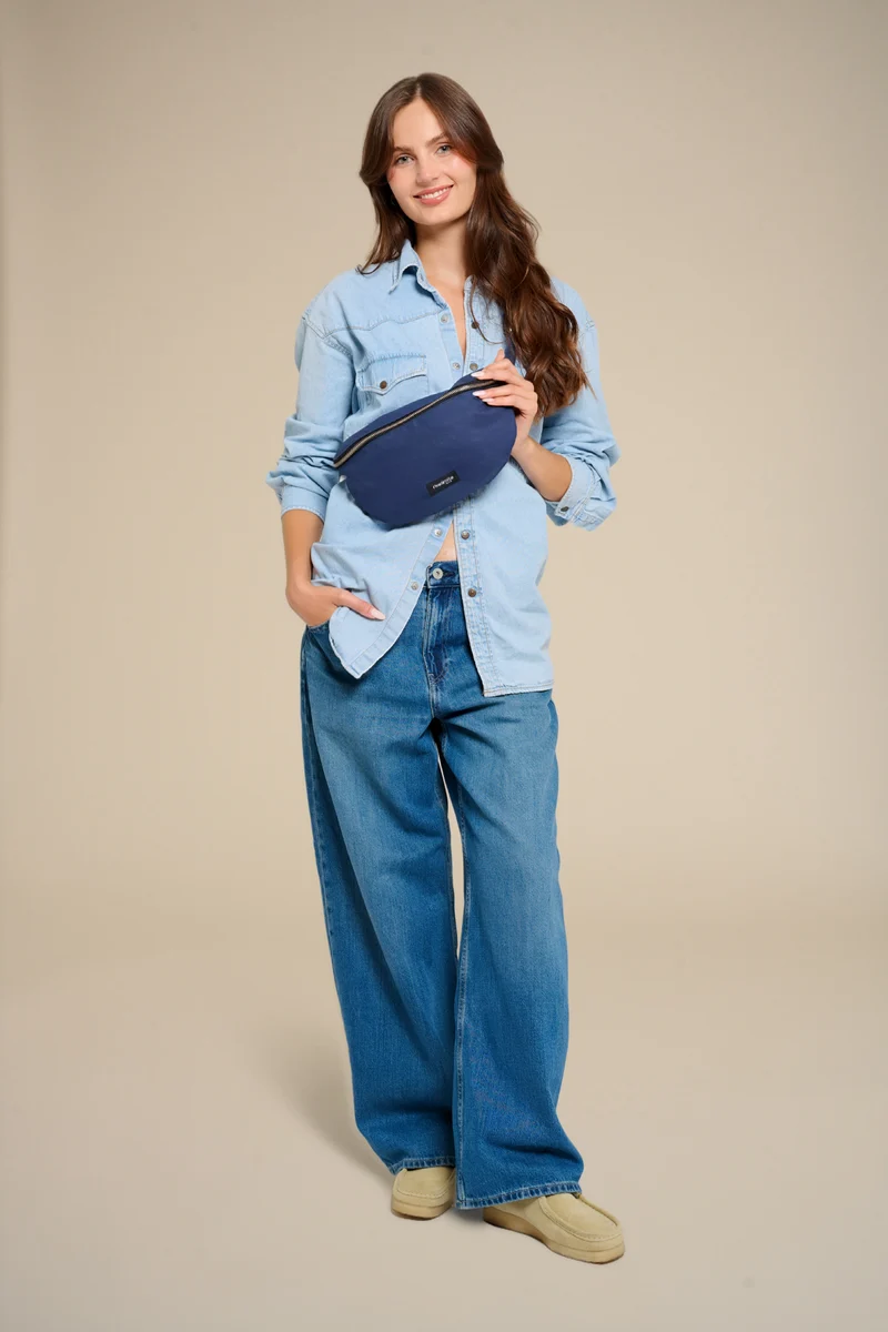 Custine le sac banane - Coton organique enduit Bleu