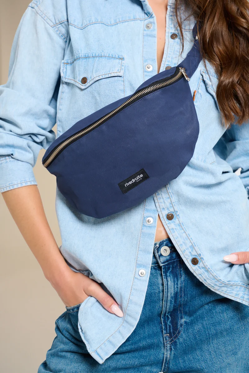 Custine le sac banane - Coton organique enduit Bleu