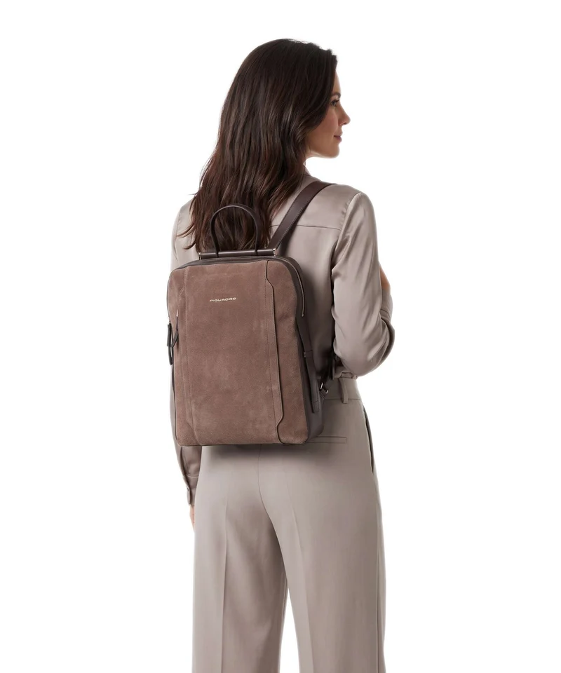 Piquadro Circle Sac à dos d'ordinateur suede dark brown