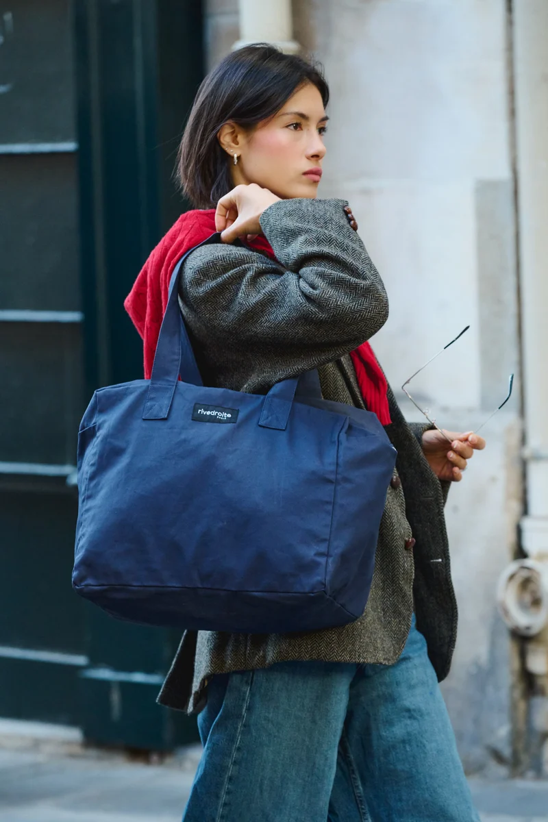 Célestins le sac 24 heures - Coton organique enduit Bleu