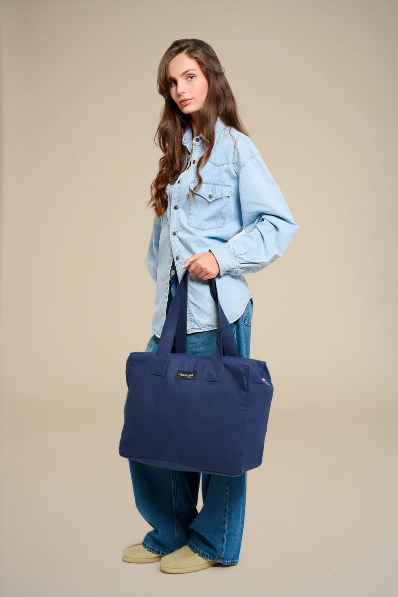 Célestins le sac 24 heures - Coton organique enduit Bleu