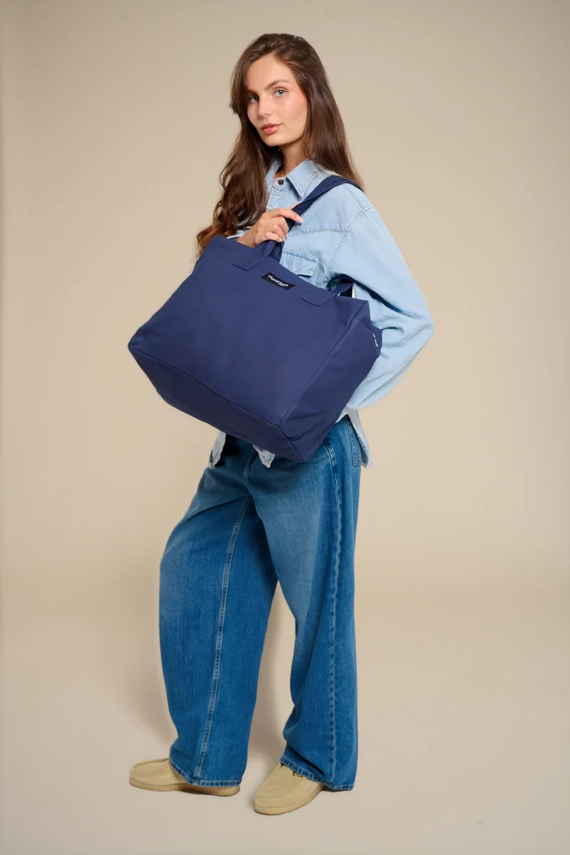 Célestins le sac 24 heures - Coton organique enduit Bleu