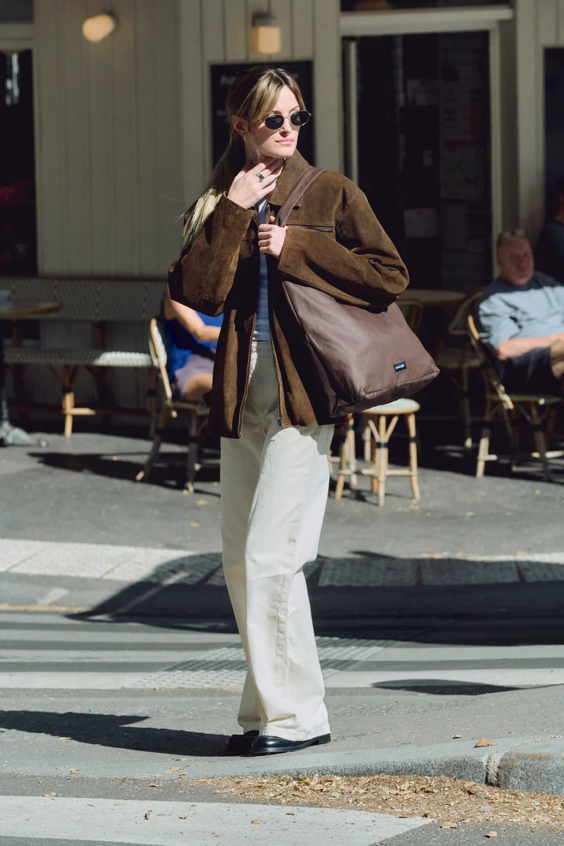 Richelieu le sac hobo - Coton recyclé ciré Marron Chocolat