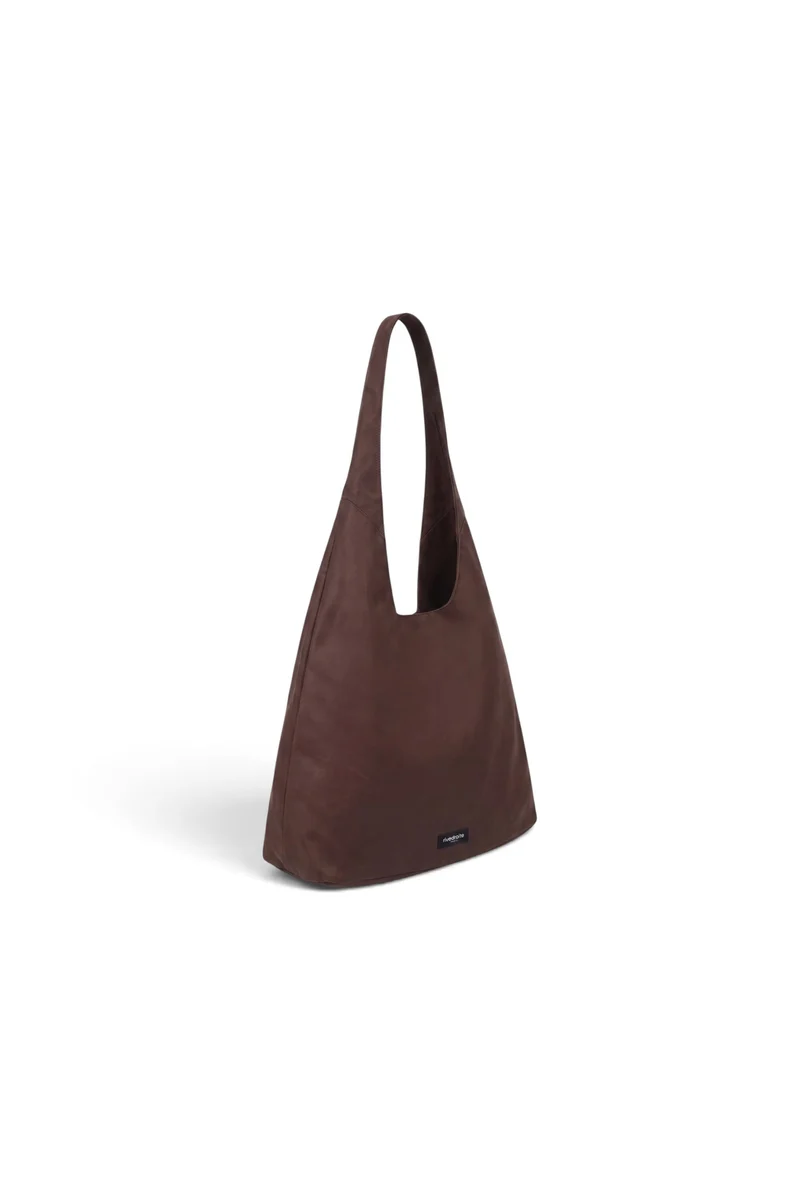 Richelieu le sac hobo - Coton recyclé ciré Marron Chocolat