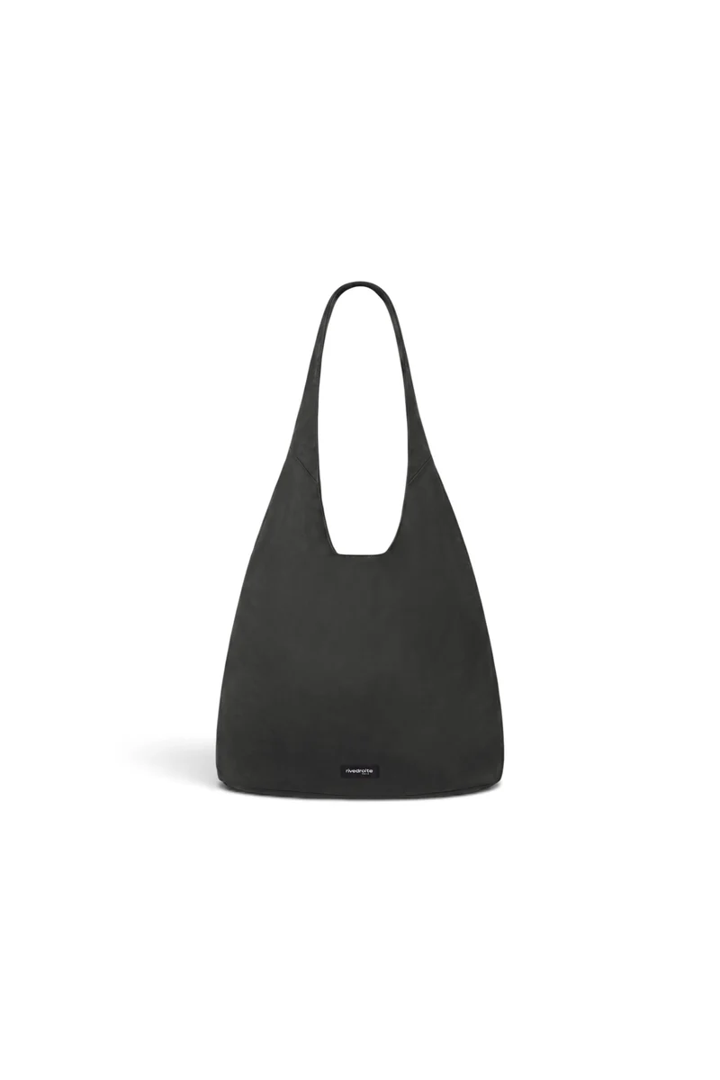 Richelieu le sac hobo - Coton recyclé ciré Noir