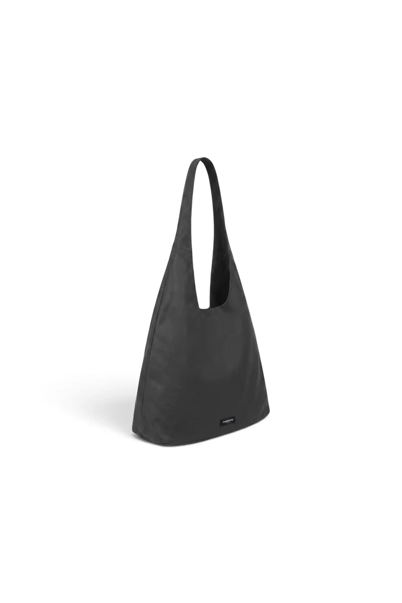 Richelieu le sac hobo - Coton recyclé ciré Noir