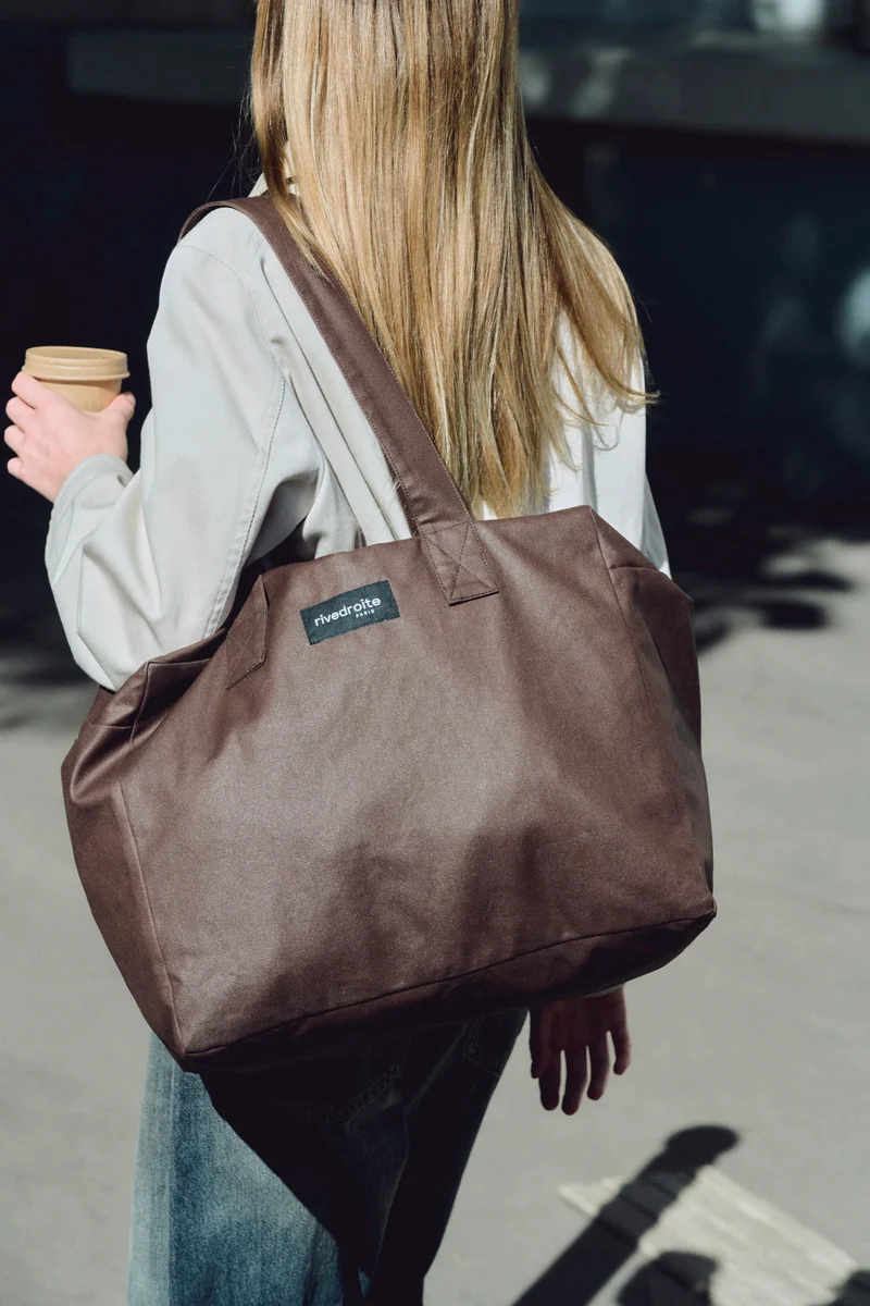 Célestins le sac 24 heures - Coton recyclé ciré Marron Chocolat
