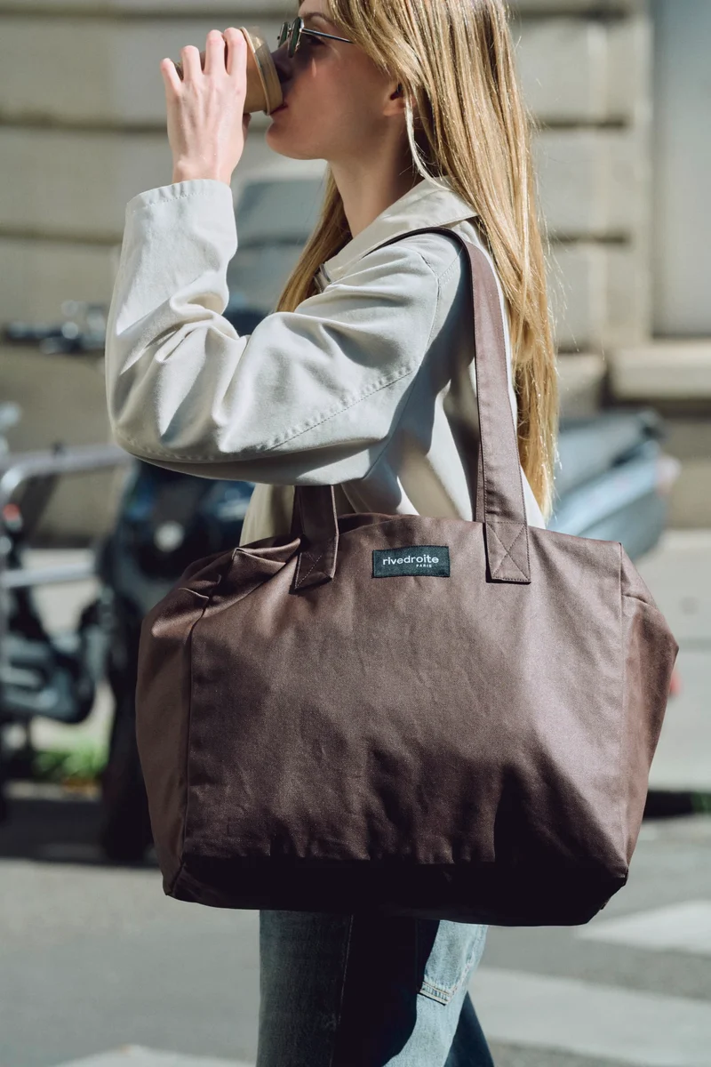 Célestins le sac 24 heures - Coton recyclé ciré Marron Chocolat