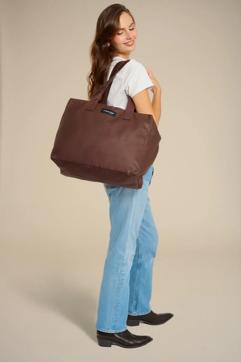 Célestins le sac 24 heures - Coton recyclé ciré Marron Chocolat